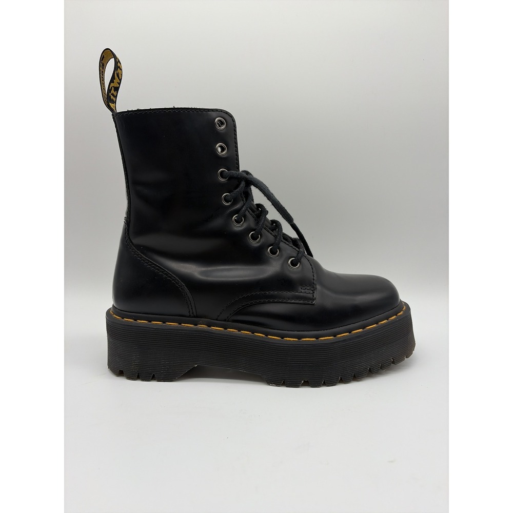 Dr. Martens Jadon Black Polished Smooth Leather Platform Boots Women US 8 L